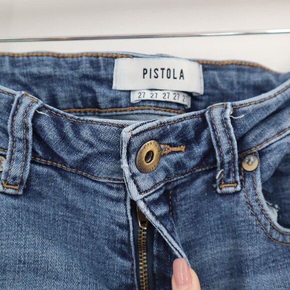 Pistola Distressed Skinny Jeans Womens 27 Blue Y2K Casual Edgy Grunge Rock Alt - Picture 2 of 7